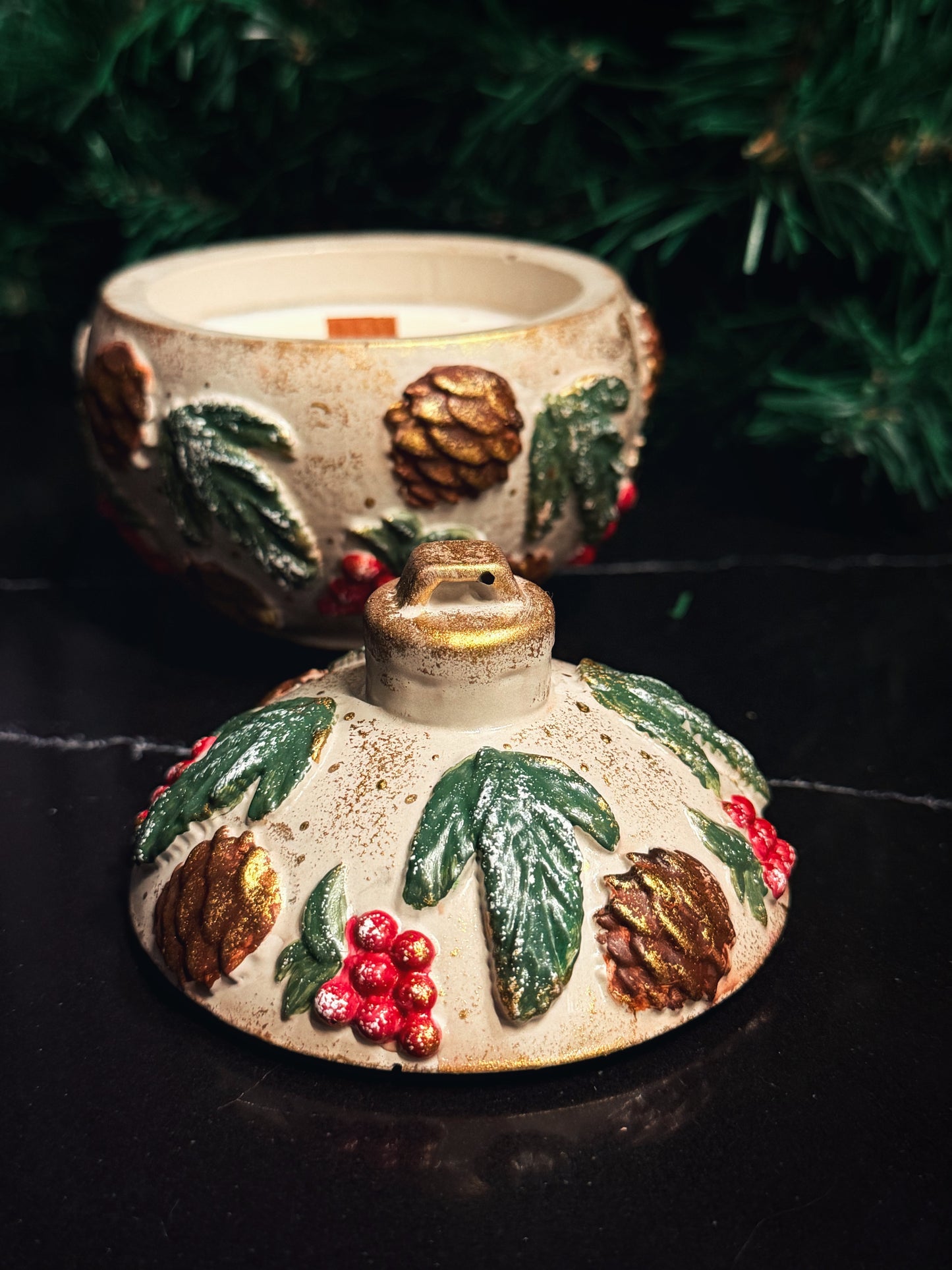 Christmas Ball "Frosted Forest"-Grey