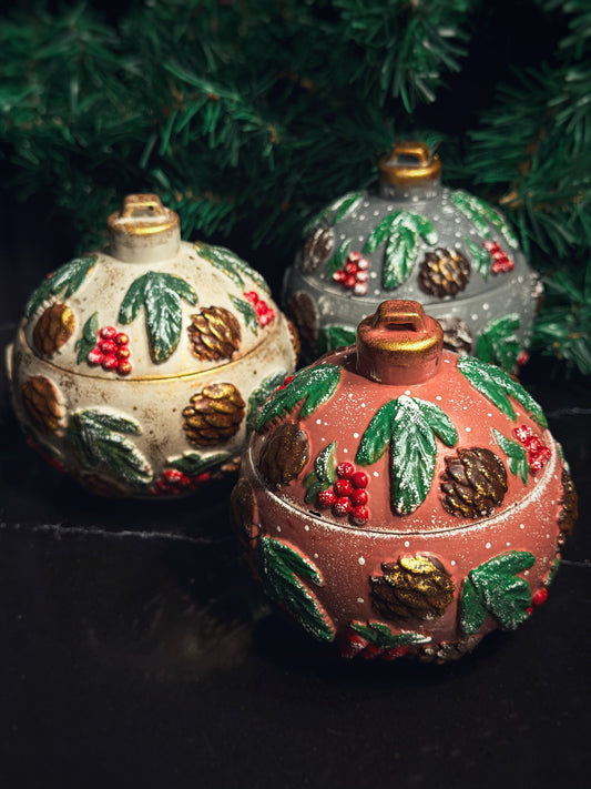 Christmas Ball "Frosted Forest"-Grey