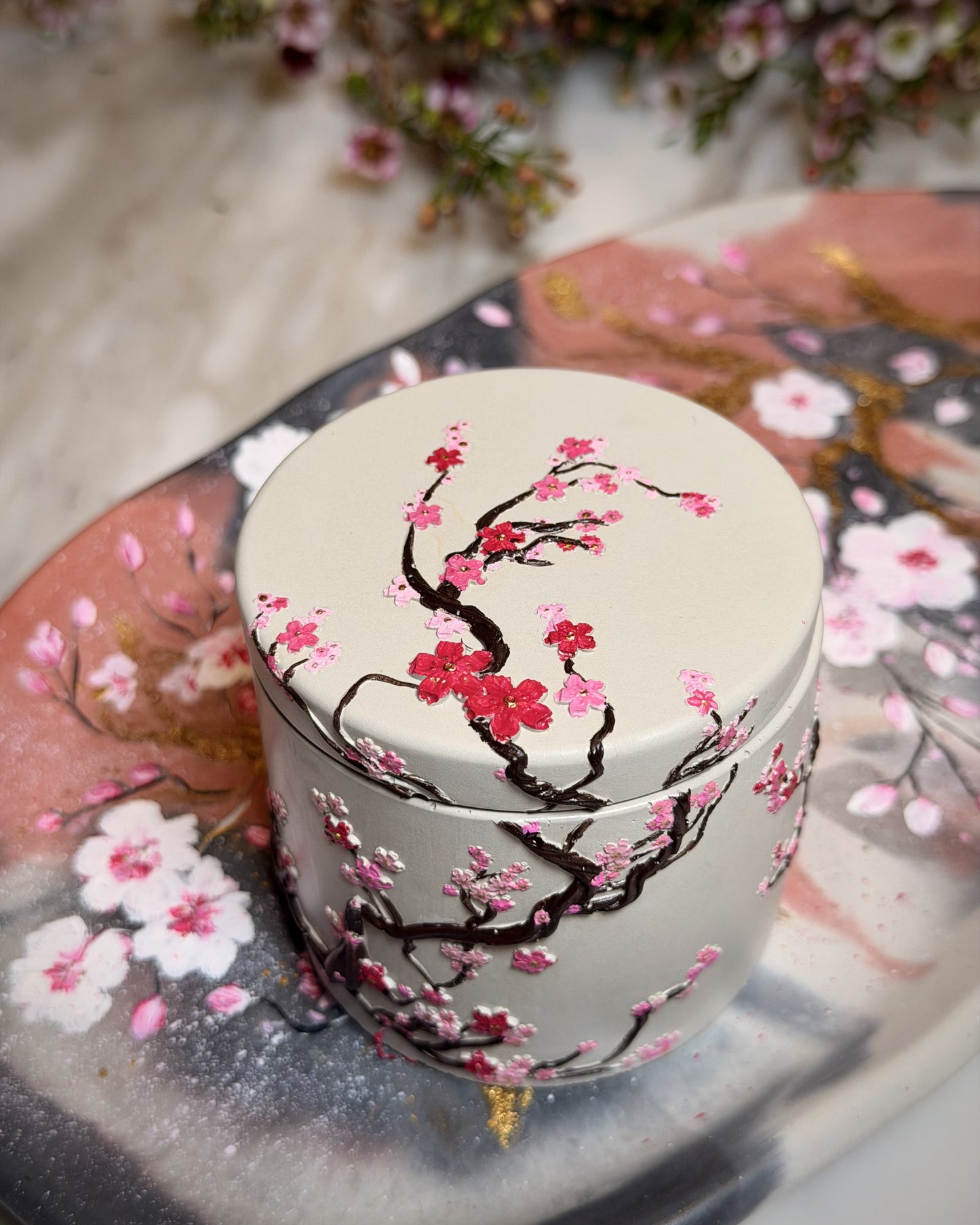 Cherry Blossom Concrete Candle